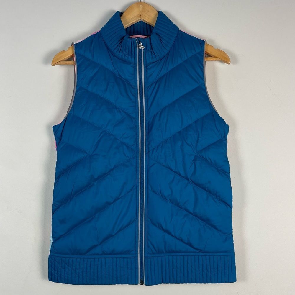 Ivivva Lululemon Girl's Tie Dye Goose Down Puffer Vest Reflective Quilted Sz 14‎